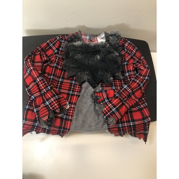 Spirit Red Plaid and Gray Fur Werewolf Costume - Picture 3 of 5